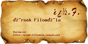 Érsek Filoméla névjegykártya